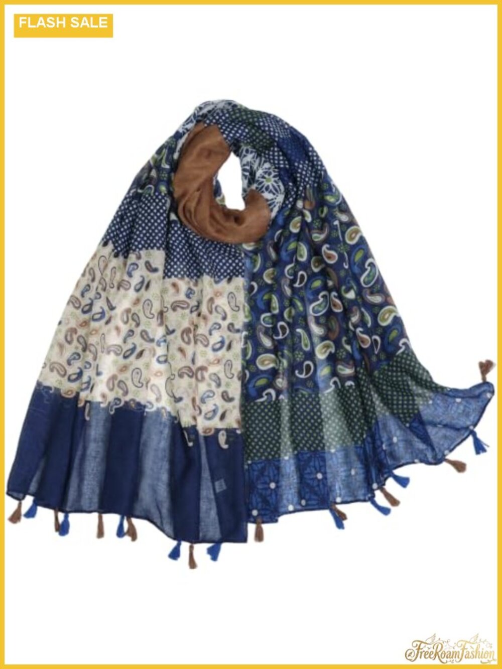Boho Floral Scarf Lightweight Polyester Fringe Wrap Shawl